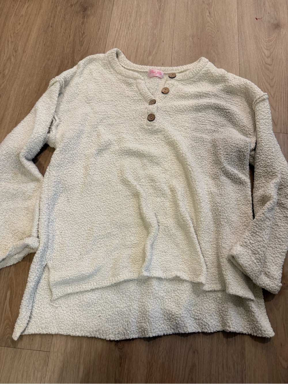 Cozy Button-Neck Sherpa Pullover - Cream adult small